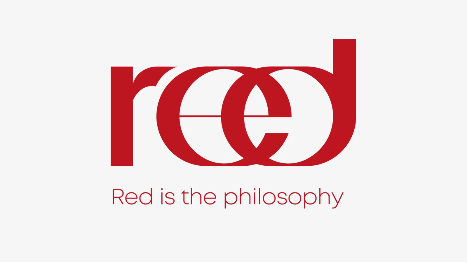 Логотип бренда RED и слоган Red is the philosophy